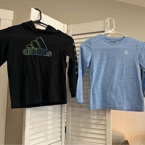 Adidas Black Kids Hoodie and Light Blue Long Sleeve Shirt